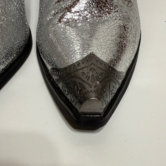 Forever 21 Silver Metallic Distressed Women's Ankle Boots - Picture 6 of 17
